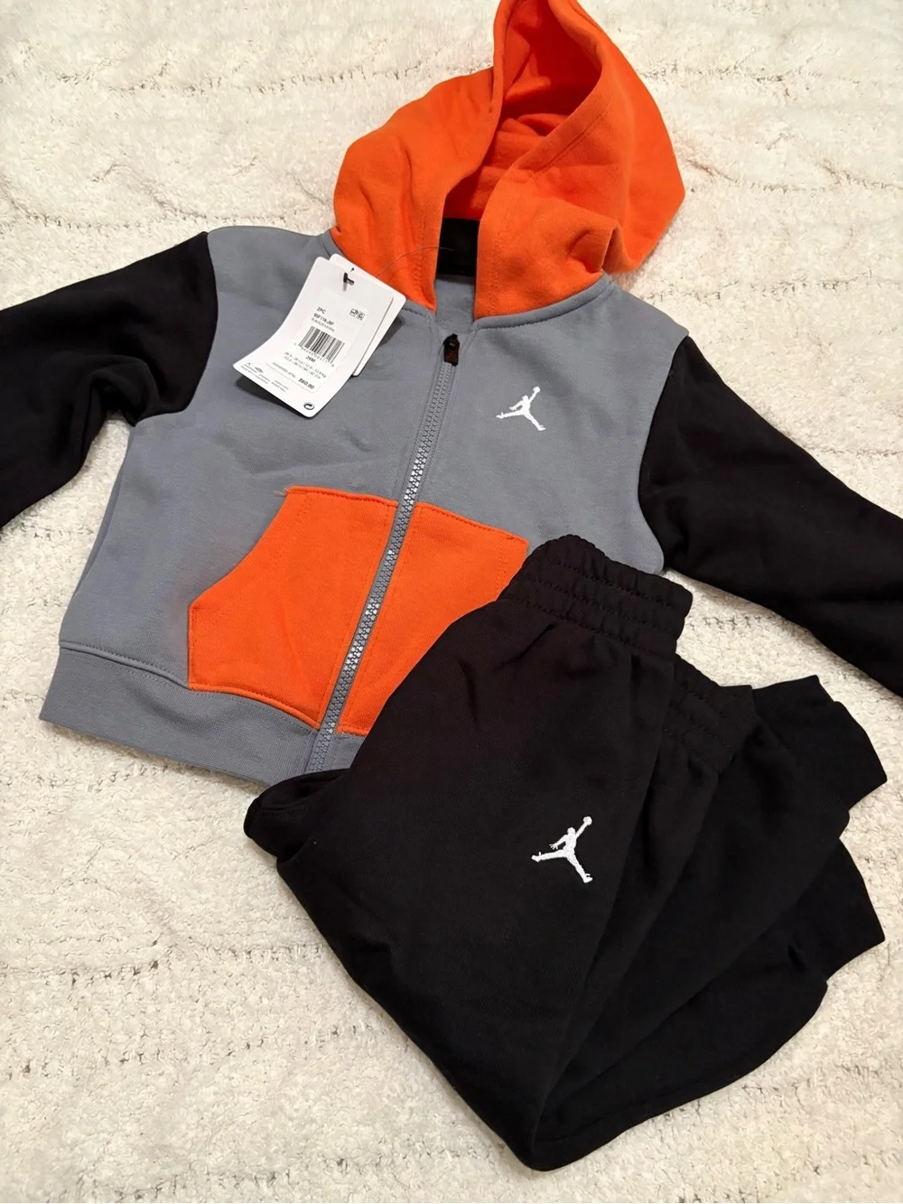 Jordan Toddler Hoodie & Joggers Set - Gray, Orange, Black